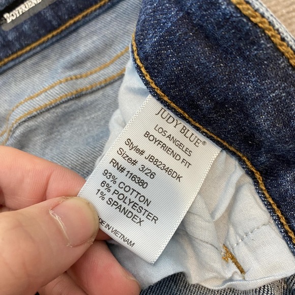 Judy Blue Boyfriend Jeans Womens 3/26 Blue High Rise Distressed JB82346DK - Picture 5 of 13